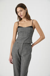 FRENCH CONNECTION OWEN PLAID SUITING CORSET TOP